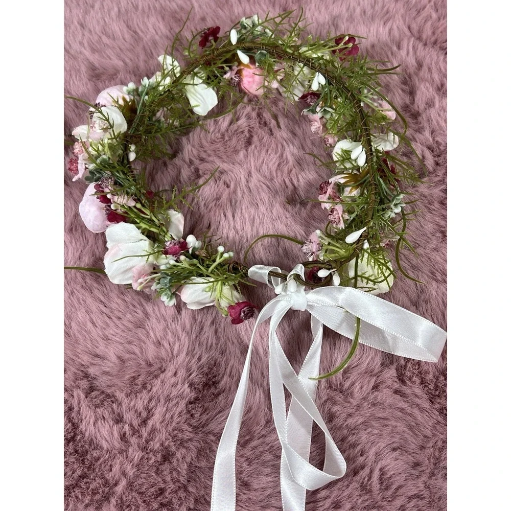 Sweet Girl Flowers Crown - Pink Flowers Headband For Wedding ,birthdays , Party